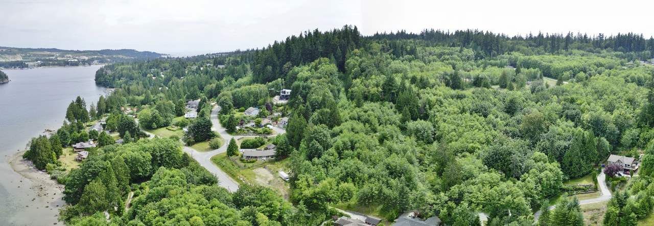 Aerial views of property looking South towards Sechelt.