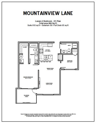 D1 Plan - Luxury 2 Bedroom | 868 sq.ft. 
