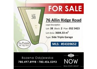 Main Photo: 76 Allin Ridge Road: Rural Sturgeon County Vacant Lot/Land for sale : MLS®# E4339652