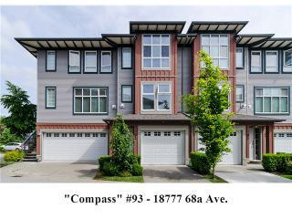 Photo 1: 93 18777 68A Avenue in Surrey: Clayton Townhouse for sale in "COMPASS" (Cloverdale)  : MLS®# F1412670