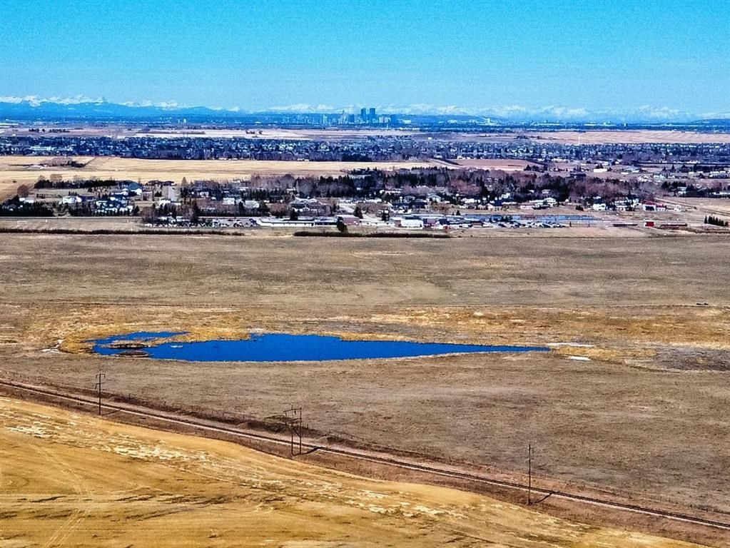 View towards Chestermere and Calgary and mountains beyond.