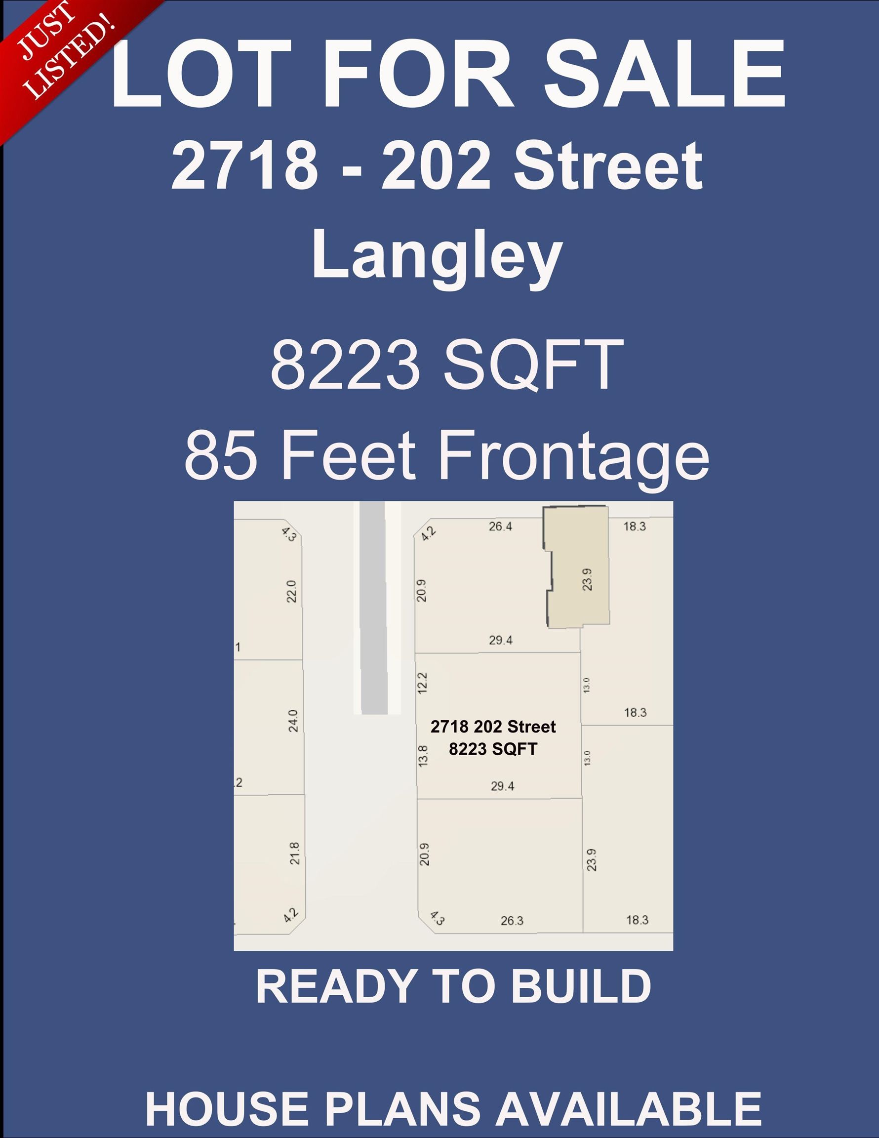 Main Photo: 2718 202 Street: Land for sale in Langley: MLS®# R2725655