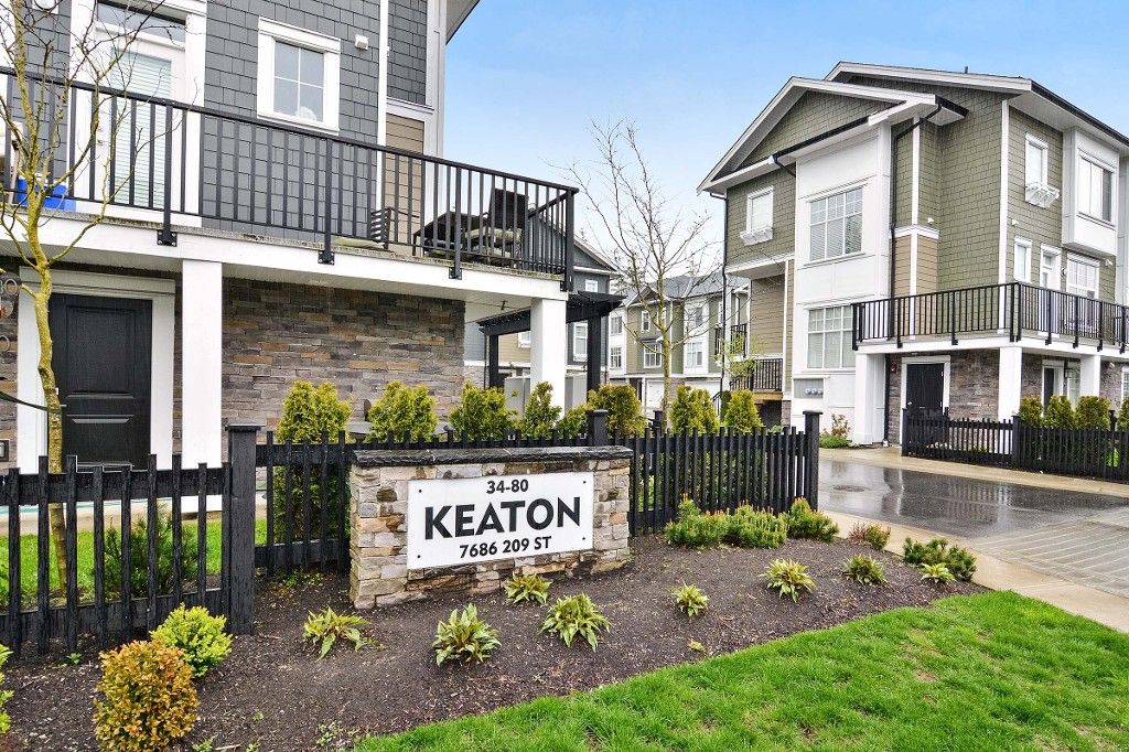 Main Photo: 75 7686 209 Street in Langley: Willoughby Heights Townhouse for sale in "KEATON" : MLS®# R2161905