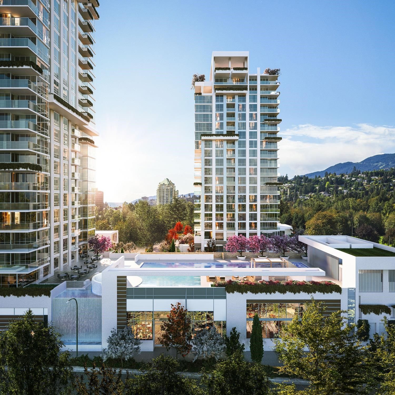 Unit 1201 is one of rare corner suites located at tower 1 (left) with large balcony and planter facing north. So you can see the beautiful amenities including resort type large swimming pool and beautiful mountains of north shore from your north balcony.