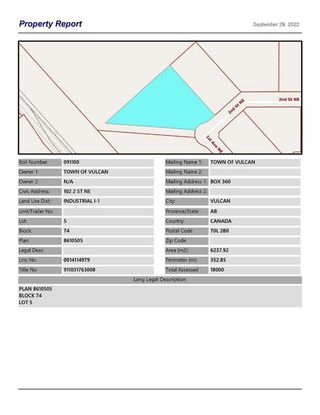 Photo 1: 102 2 Street NE: Vulcan Industrial Land for sale : MLS®# A1259540