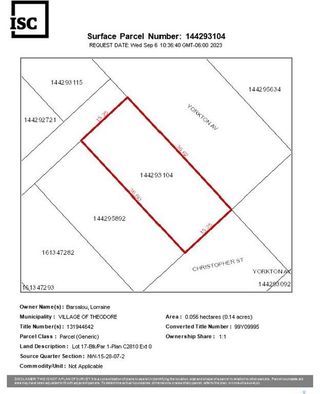 Photo 1: Lot 16 17 Christopher Street in Theodore: Lot/Land for sale : MLS®# SK944575