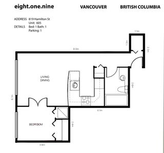 Photo 10: 605 819 HAMILTON Street in Vancouver: Downtown VW Condo for sale in "EIGHT ONE NINE" (Vancouver West)  : MLS®# R2873883