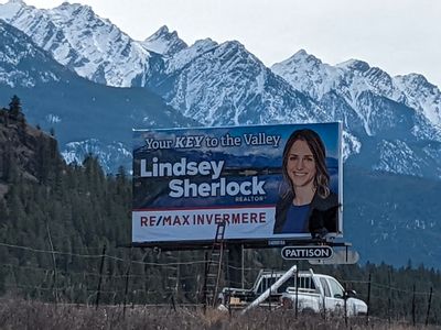 New billboard outside Fairmont Hot Springs, British Columbia