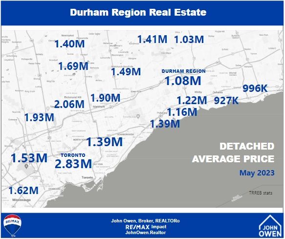 GTA detached home prices map May 2023