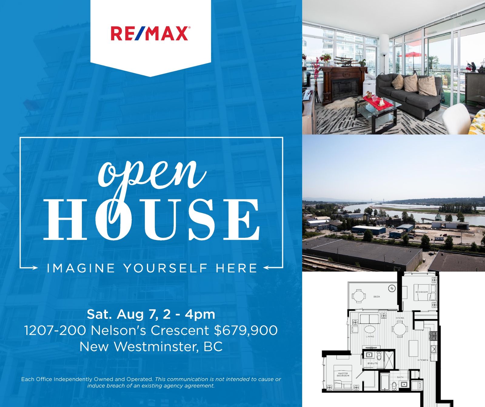 OPEN HOUSE: Aug 7, 2-4pm at 1207-200 Nelson's Crescent, New West