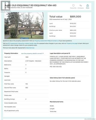 Photo 34: A 930 Old Esquimalt Rd in Esquimalt: House for sale : MLS®# 961763