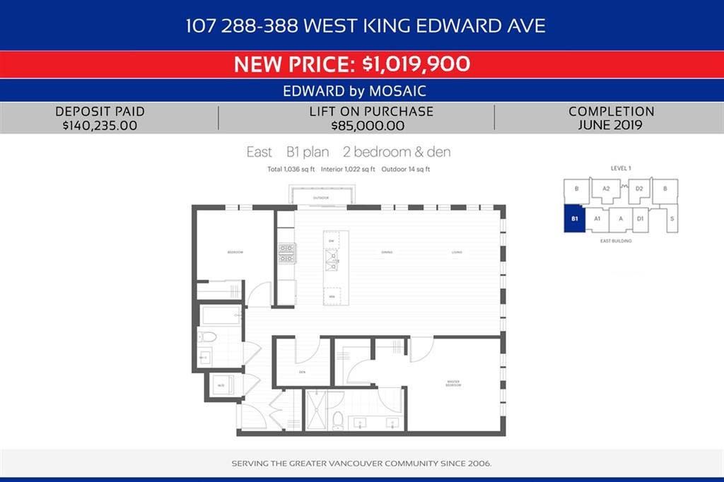 Main Photo: 107 288 W KING EDWARD Avenue in Vancouver: Cambie Condo for sale in "EDWARD BY MOSAIC" (Vancouver West)  : MLS®# R2351404