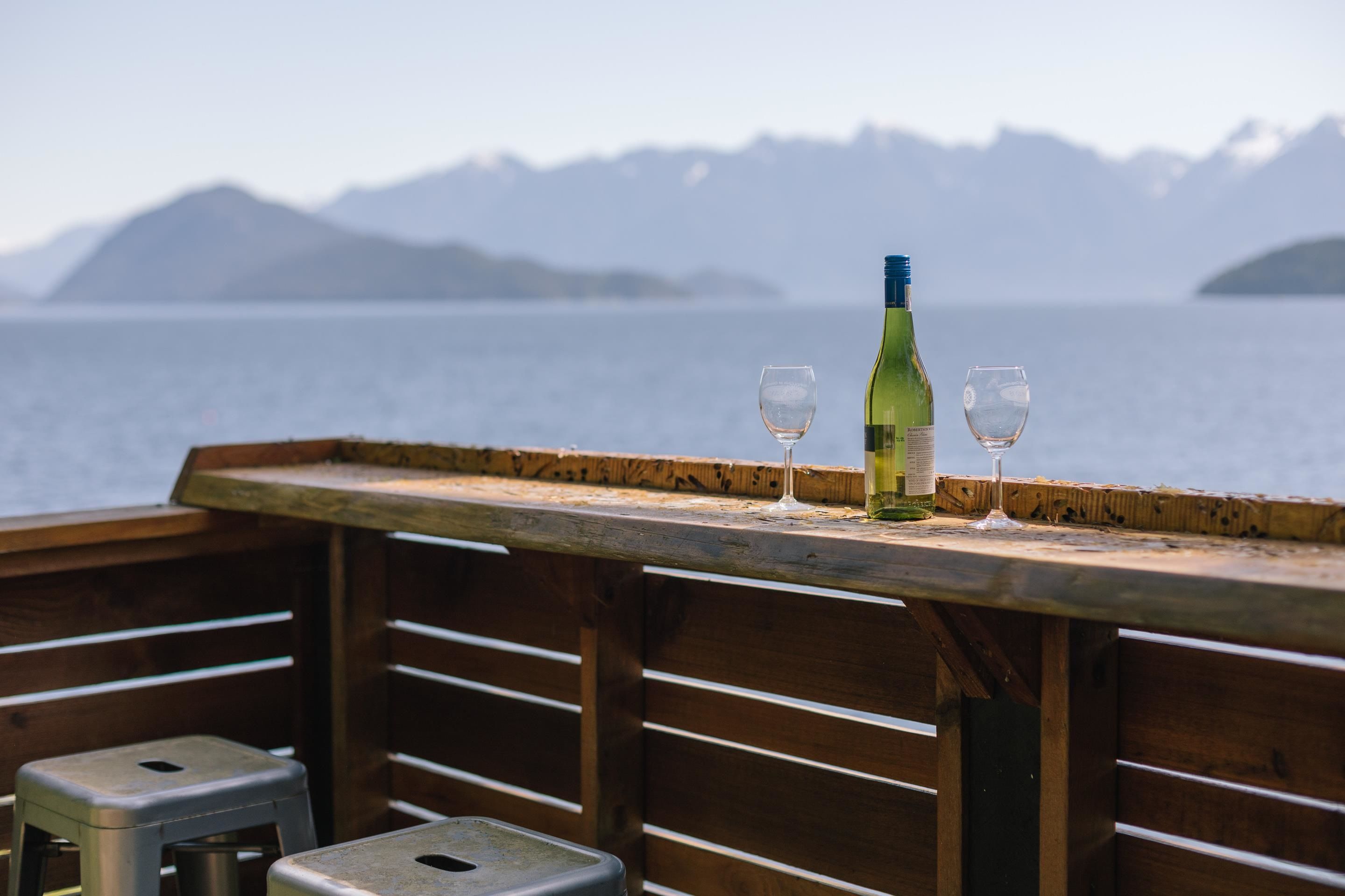 Watch Whales and Eagles and Boats go by while sipping a cold beverage
