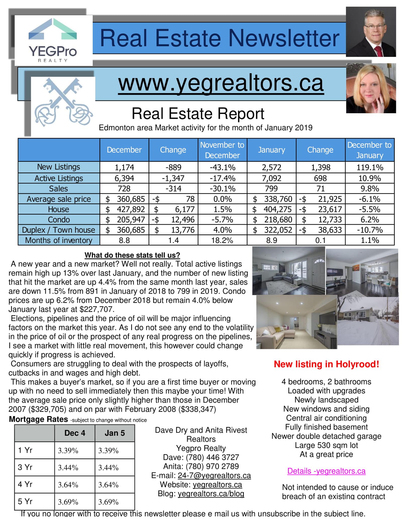 January 2019 Real Estate Newsletter