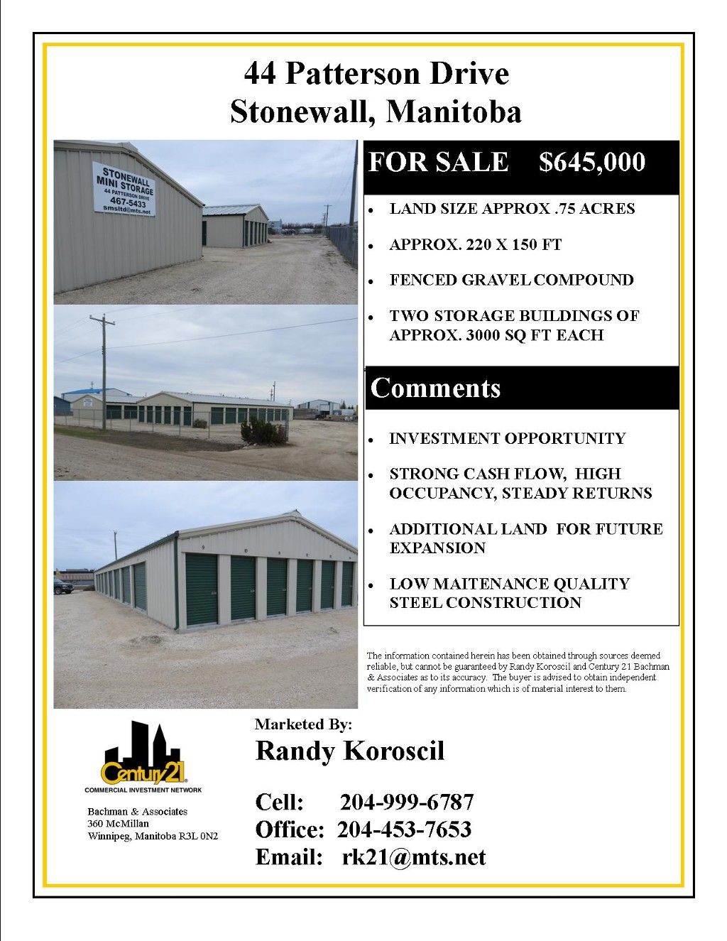 Main Photo: 46 Patterson Drive in Stonewall: Industrial / Commercial / Investment for sale