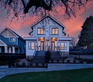 Photo 1: 5198 SPENCER Street in Vancouver: Collingwood VE 1/2 Duplex for sale (Vancouver East)  : MLS®# R2869428