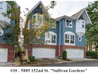 Photo 1: 30 5889 152ND Street in Surrey: Sullivan Station Townhouse for sale in "SULLIVAN GARDENS" : MLS®# F1425852