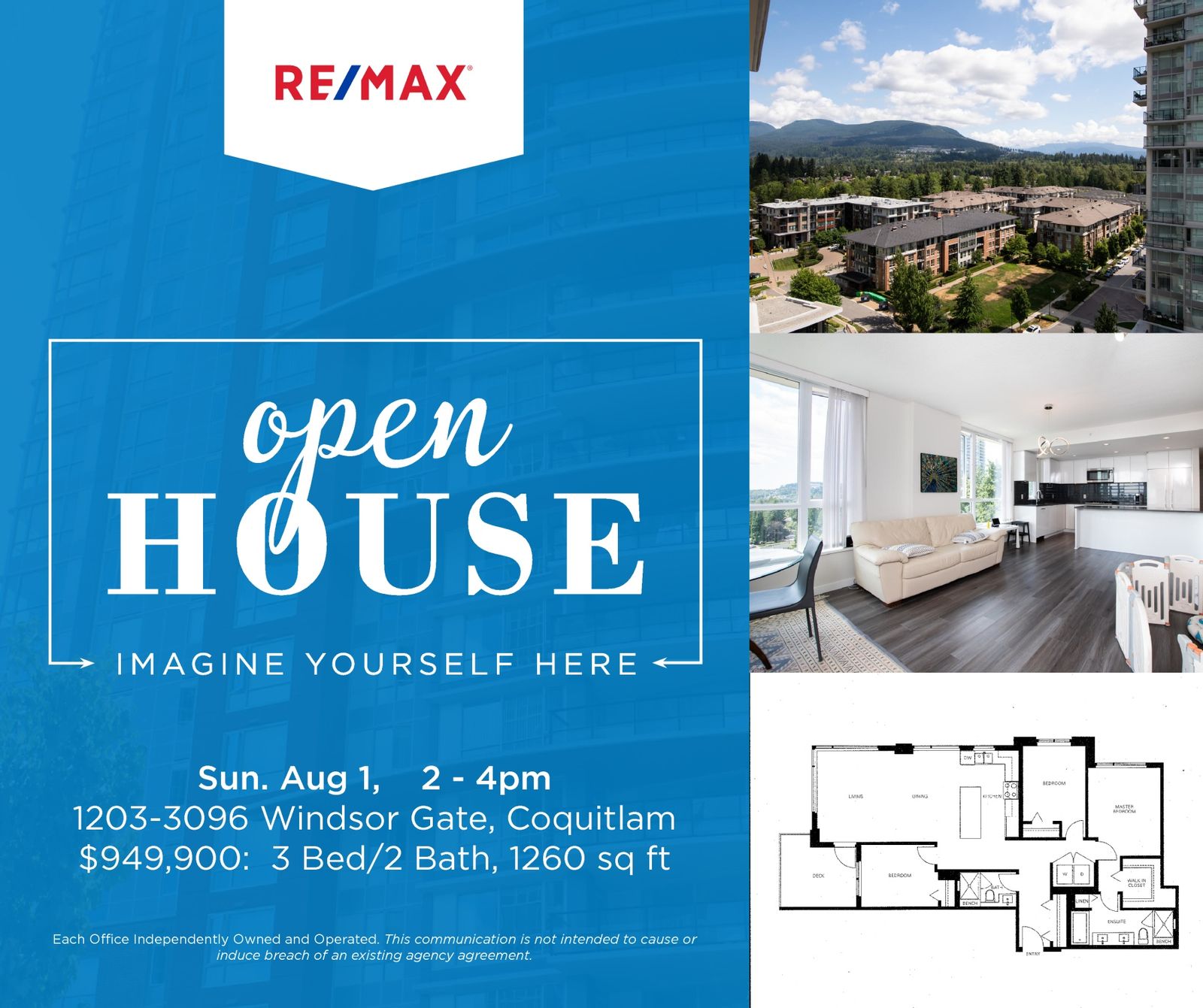 OPEN HOUSE: Aug 1, 2-4pm at 1203-3096 Windsor Gate, Coquitlam